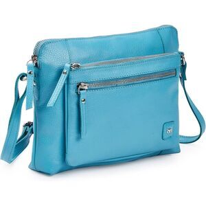 Women Air Blue Imported Leather Polyester Soft Pebbled Crossbody Shoulder Bag